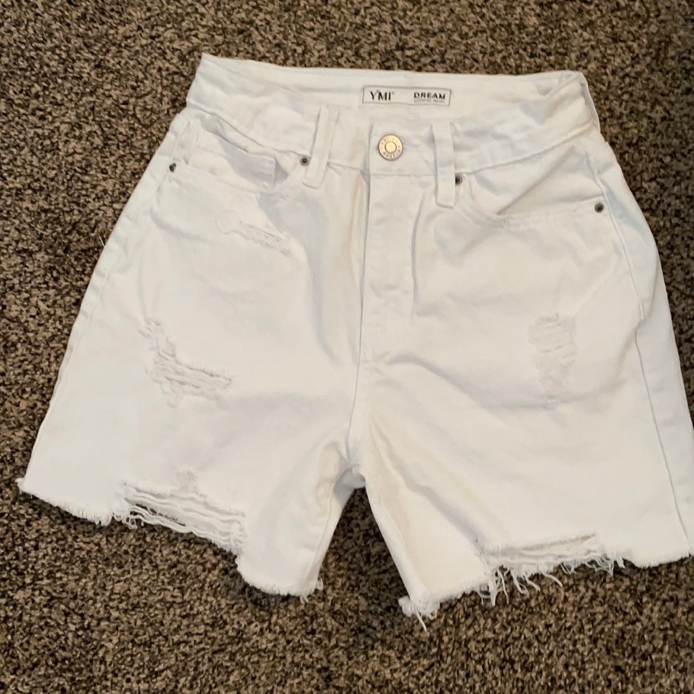 YMI Dream White Ripped Jean Shorts